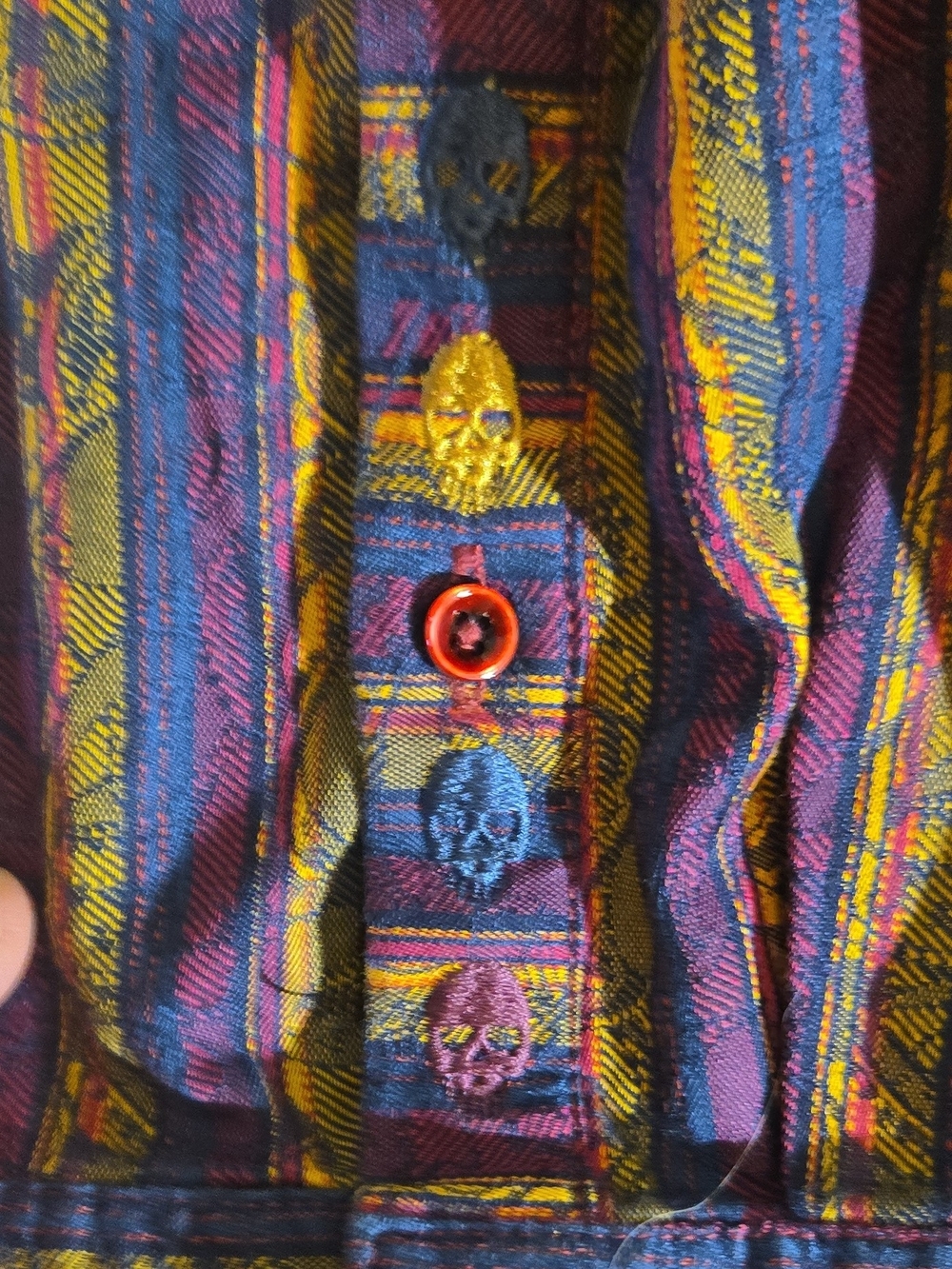 Robert Graham Purple and Gold Striped Button-Down Shirt - Picture 5 of 11